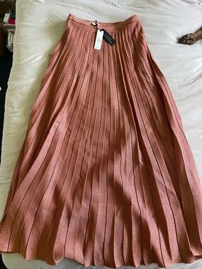 Banana Republic Metallic Copper Pleated Skirt